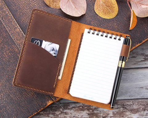 Wonderpool Leather Journal A6 Refillable 6 Ring Binder Notebook with Lined Paper and Pen,Writing Diary for Work Travel and Agenda Plan (A6, Wine Red)