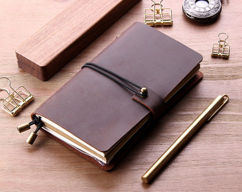 Refillable Leather Journal Writing Notebook, A6 Ring Binder Refillable  Diary Notepads, Vintage Handmade Travel Organizer Agenda for Men Women -  Brown