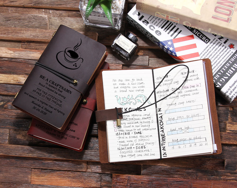 College Leather Notebook Cover Refillable