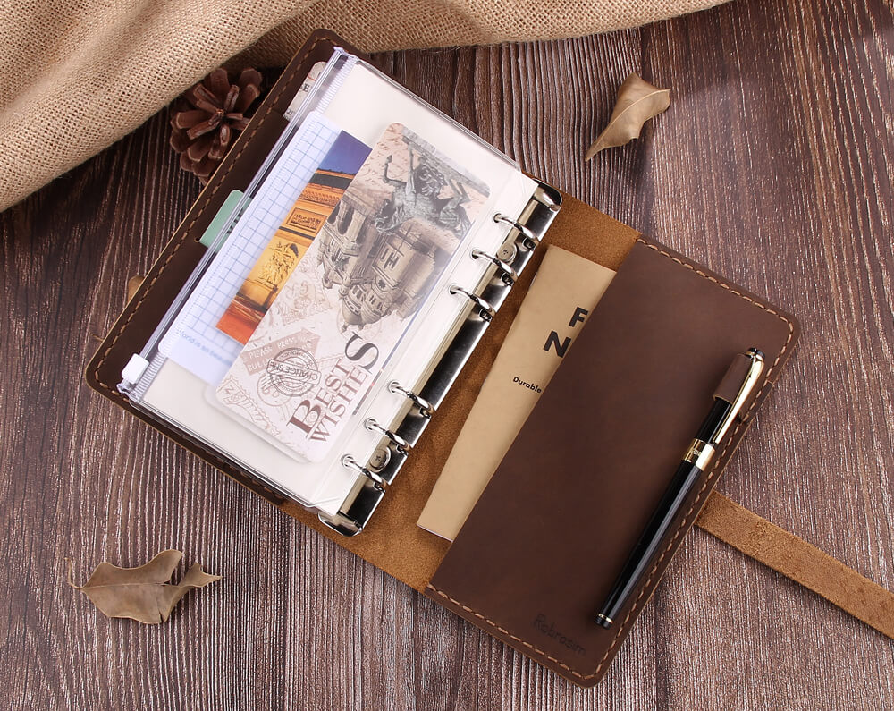 Personalized Diary Loose Leaf Ring Binder Notebook A5 Leather