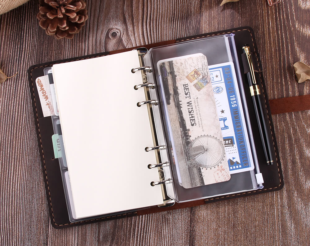 Personalized Refillable Ring Binder Journal, A6 Leather Planner Notebook