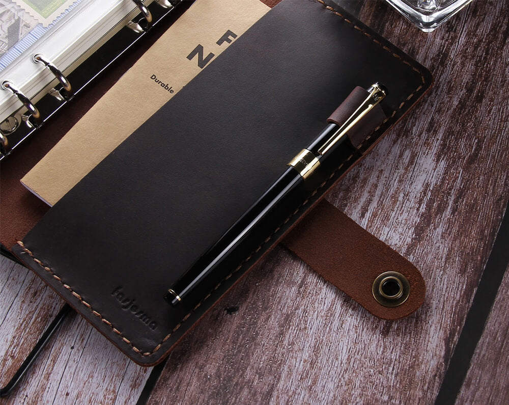 Personalized Refillable 6 Ring Binder Rustic Leather A6 Journal - Robrasim