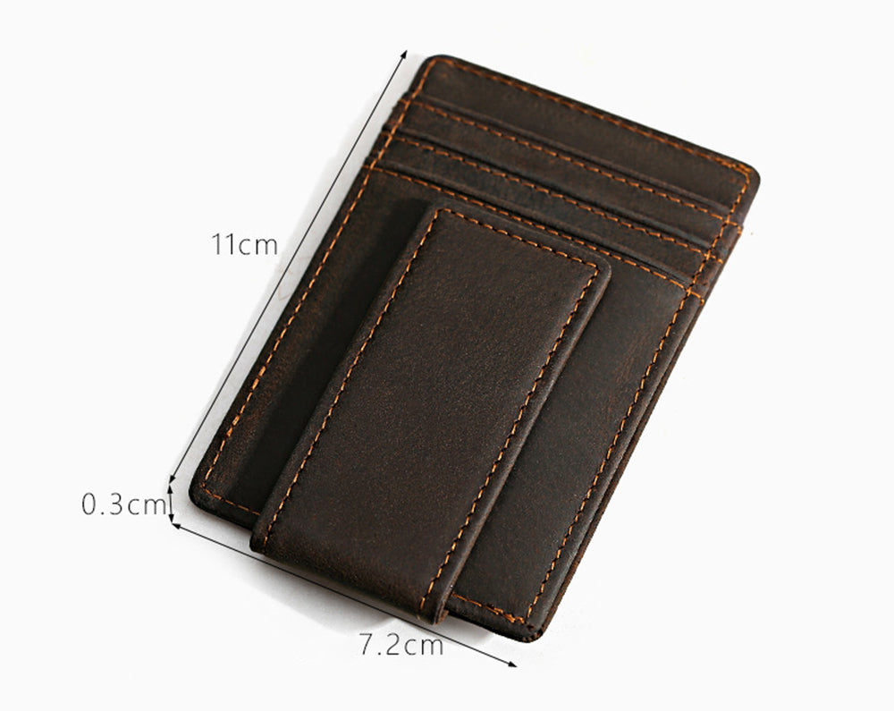 Brown Strong Magnetic Money Clip Genuine Leather Egypt