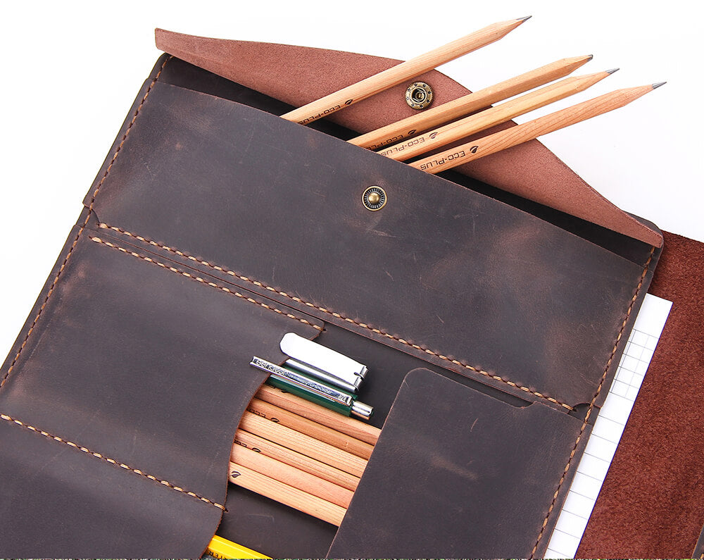Robrasim Handmade Leather Sketchbook Cover, Leather Artist Sketch Pad Cover  for 5.5 x 8.5 Sketchbook, Drawing Book and Pencil Case, Journal Notebook