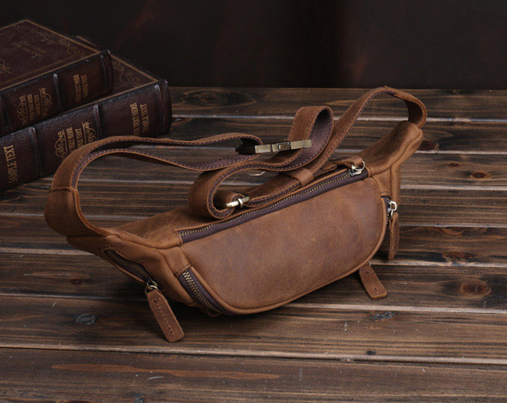 Leather Fanny Pack Classic Waist Bag for Men Custom Belt 